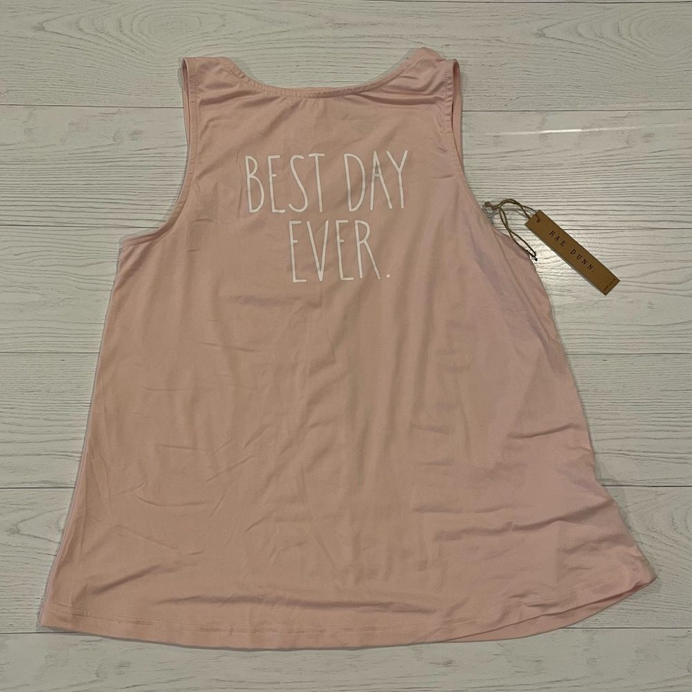Rae Dunn Pink Best Day Ever Pajama PJ Tank Top Shirt